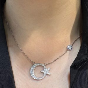 گردنبند نقره طرح ماه و ستاره ۴.۱۸ گرم - گالری کاظمی